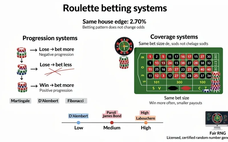 Roulette betting system progression comparison and house edge data