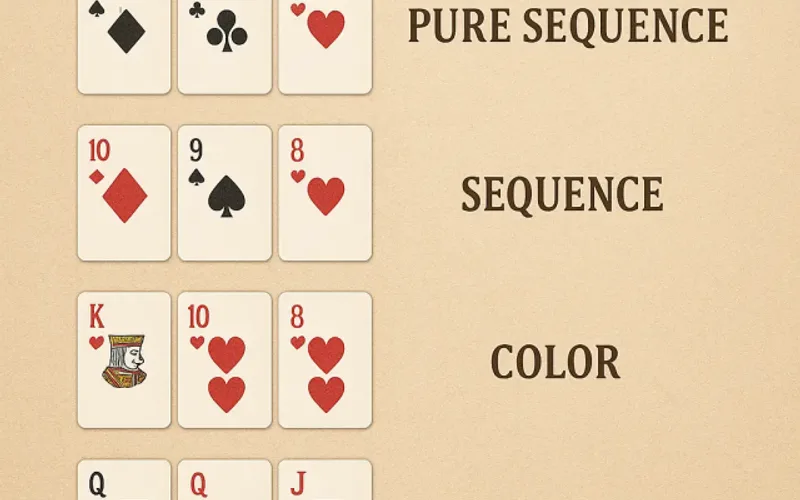 Teen Patti hand hierarchy rankings and mathematical probabilities
