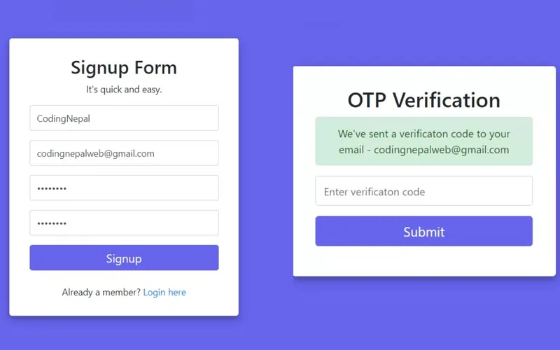 Account verification code submission and strong credential setup
